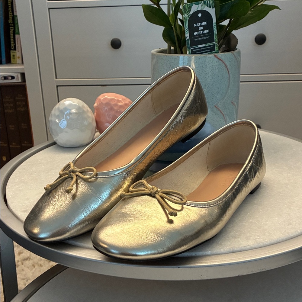 J. Crew Andi Ballet Flats in metallic gold leather Size 7